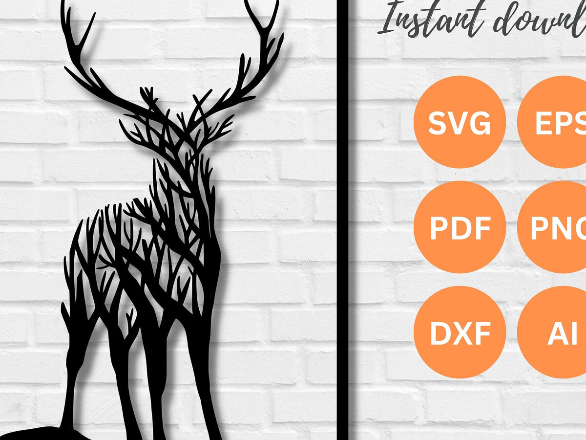 Intra απο ξύλο plywood  Χρώμα wenge 3mm-4mm πάχος - κοπής με λέιζερ Deer Wall Art DFX Δίασταση 40x50 cm INTRAFABR-99745037