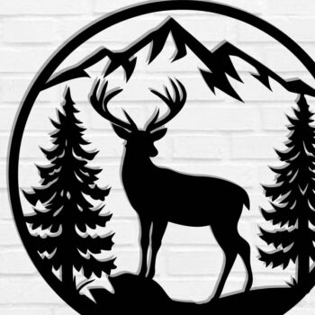 Intra απο ξύλο plywood Χρώμα wenge 3mm-4mm πάχος - Deer Wall Decor , Dxf Files Δίασταση 40x50 cm INTRAFABR-118005967 - Image 1