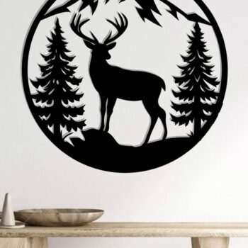 Intra απο ξύλο plywood Χρώμα wenge 3mm-4mm πάχος - Deer Wall Decor , Dxf Files Δίασταση 40x50 cm INTRAFABR-118005967 - Image 2