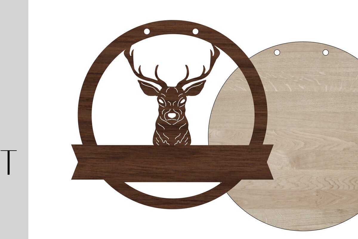 Intra απο ξύλο plywood  Χρώμα wenge 3mm-4mm πάχος - Deer Welcome Sign και Blanke Δίασταση 20x20 cm INTRAFABR-88204501