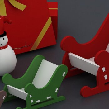 Intra απο ξύλο plywood  Χρώμα wenge 3mm-4mm πάχος - Ελάφι με χριστουγεννιάτικο ντεκόρ με έλκηθρο Δίασταση 30x20 cm INTRAFABR-88204626 - Image 1