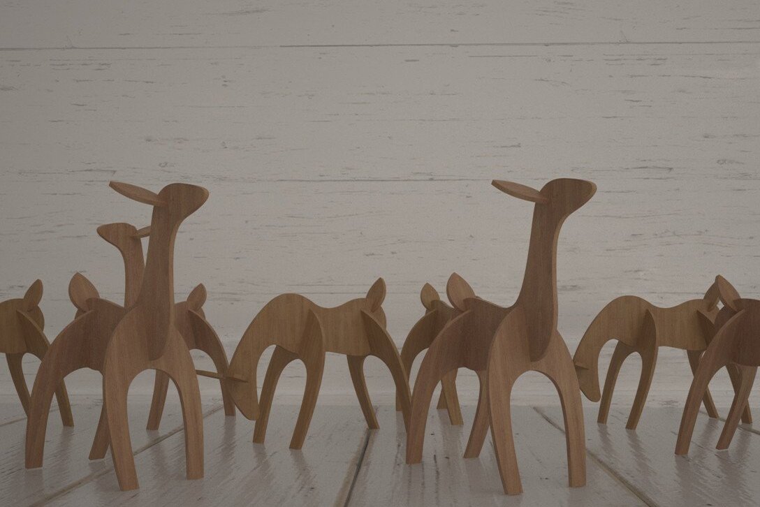 Intra απο ξύλο plywood  Χρώμα wenge 3mm-4mm πάχος - Deers Without Antler / Χριστουγεννιάτικη διακόσμηση Δίασταση 30x20 cm INTRAFABR-88204929