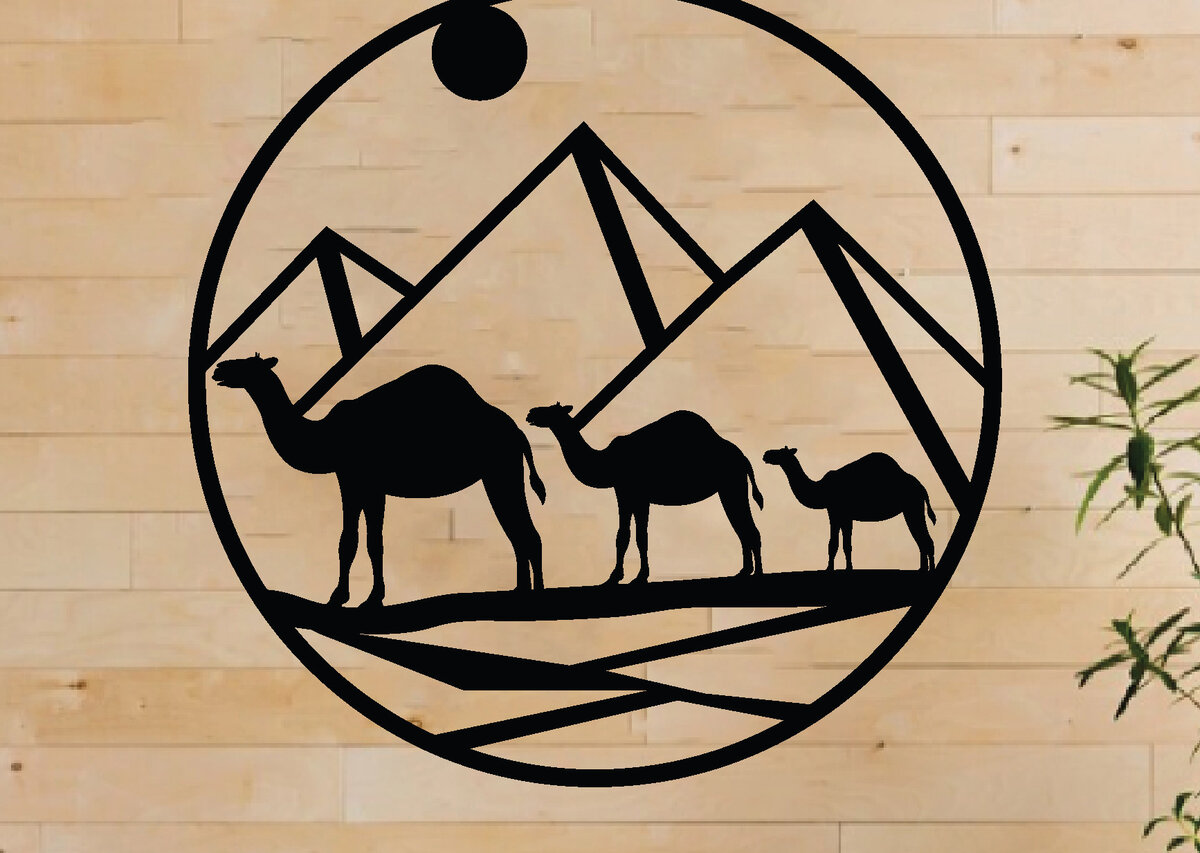 Intra απο ξύλο plywood  Χρώμα wenge 3mm-4mm πάχος - Desert Camel Scene τέχνη τοίχου, λέιζερ Δίασταση 40x50 cm INTRAFABR-114060100