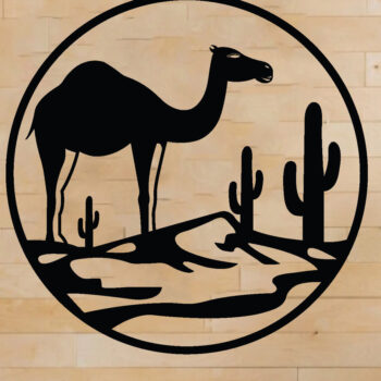 Intra απο ξύλο plywood  Χρώμα wenge 3mm-4mm πάχος - Desert Camel Scene τέχνη τοίχου, λέιζερ Δίασταση 40x50 cm INTRAFABR-114061026 - Image 1