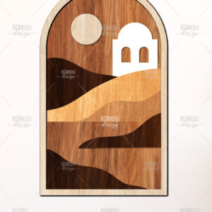 Intra απο ξύλο plywood  Χρώμα wenge 3mm-4mm πάχος - Τοπίο 3D με στρώσεις Desert Dome House Δίασταση 40x50 cm INTRAFABR-114060750