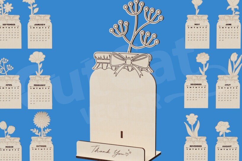 Intra απο ξύλο plywood  Χρώμα wenge 3mm-4mm πάχος - Επιτραπέζιο Ημερολόγιο 2026 Μπουκέτο Wildflowers Δίασταση 4x4 cm INTRAFABR-122676721