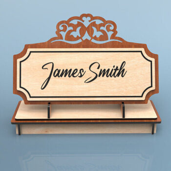 Intra απο ξύλο plywood  Χρώμα wenge 3mm-4mm πάχος - κοπής λέιζερ πινακίδας γραφείου Δίασταση 30x20 cm INTRAFABR-122676725 - Image 2