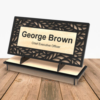 Intra απο ξύλο plywood  Χρώμα wenge 3mm-4mm πάχος - κοπής λέιζερ πινακίδας γραφείου Δίασταση 30x20 cm INTRAFABR-120840326 - Image 3