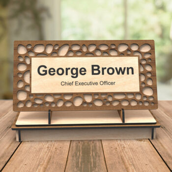 Intra απο ξύλο plywood  Χρώμα wenge 3mm-4mm πάχος - κοπής λέιζερ πινακίδας γραφείου Δίασταση 30x20 cm INTRAFABR-98279790 - Image 2