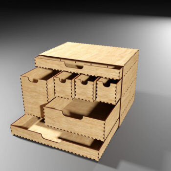 Intra απο ξύλο plywood  Χρώμα wenge 3mm-4mm πάχος - Desk Organizer 7 Συρταριέρα Κουτί αποθήκευσης Δίασταση 48x1 cm INTRAFABR-97783210 - Image 4