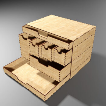 Intra απο ξύλο plywood  Χρώμα wenge 3mm-4mm πάχος - Desk Organizer 7 Συρταριέρα Κουτί αποθήκευσης Δίασταση 48x1 cm INTRAFABR-97783210 - Image 9