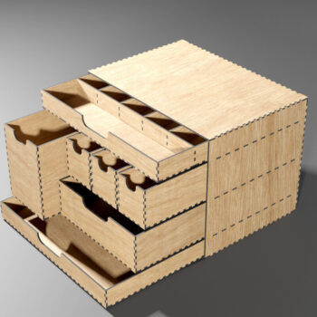 Intra απο ξύλο plywood  Χρώμα wenge 3mm-4mm πάχος - Desk Organizer 7 Συρταριέρα Κουτί αποθήκευσης Δίασταση 48x1 cm INTRAFABR-97783210 - Image 12