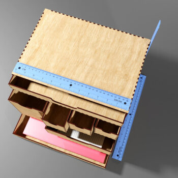 Intra απο ξύλο plywood  Χρώμα wenge 3mm-4mm πάχος - Desk Organizer 7 Συρταριέρα Κουτί αποθήκευσης Δίασταση 48x1 cm INTRAFABR-97783210 - Image 19