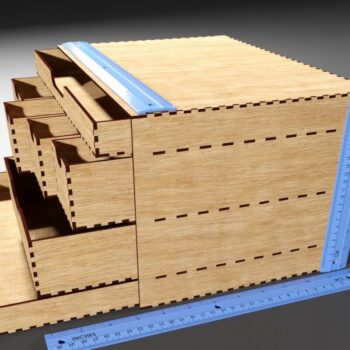 Intra απο ξύλο plywood  Χρώμα wenge 3mm-4mm πάχος - Desk Organizer 7 Κουτιά αποθήκευσης συρταριών Δίασταση 48x1 cm INTRAFABR-97783237 - Image 2