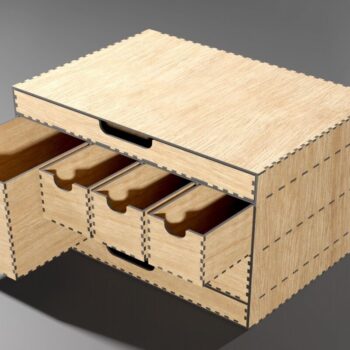 Intra απο ξύλο plywood  Χρώμα wenge 3mm-4mm πάχος - Desk Organizer 7 Κουτιά αποθήκευσης συρταριών Δίασταση 48x1 cm INTRAFABR-97783237 - Image 6