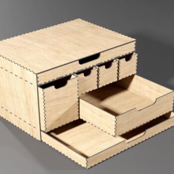 Intra απο ξύλο plywood  Χρώμα wenge 3mm-4mm πάχος - Desk Organizer 7 Κουτιά αποθήκευσης συρταριών Δίασταση 48x1 cm INTRAFABR-97783237 - Image 7