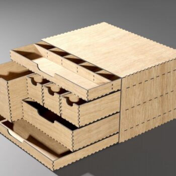 Intra απο ξύλο plywood  Χρώμα wenge 3mm-4mm πάχος - Desk Organizer 7 Κουτιά αποθήκευσης συρταριών Δίασταση 48x1 cm INTRAFABR-97783237 - Image 8