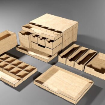 Intra απο ξύλο plywood  Χρώμα wenge 3mm-4mm πάχος - Desk Organizer 7 Κουτιά αποθήκευσης συρταριών Δίασταση 48x1 cm INTRAFABR-97783237 - Image 9