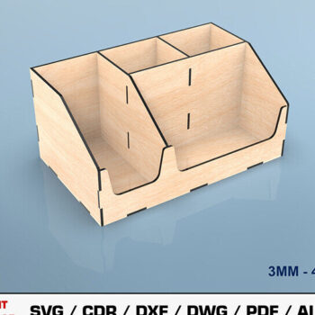 Intra απο ξύλο plywood Χρώμα wenge 3mm-4mm πάχος - Desk Organizer κοπής με λέιζερ Δίασταση 20x20 cm INTRAFABR-95781402 - Image 1