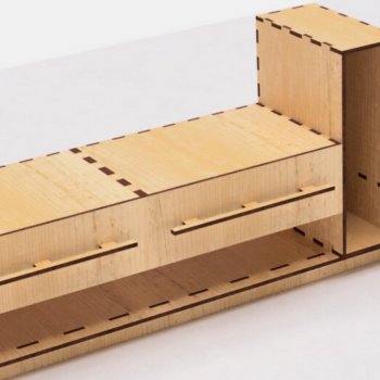 Intra απο ξύλο plywood Χρώμα wenge 3mm-4mm πάχος - Ράφι γραφείου με συρτάρια με λέιζερ Δίασταση 30x20 cm INTRAFABR-96130747 - Image 1