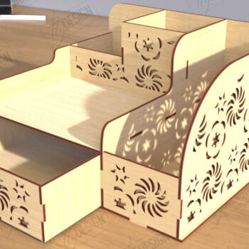 Intra απο ξύλο plywood  Χρώμα wenge 3mm-4mm πάχος - Desktop Office Organizer | CNC Δίασταση 30x20 cm INTRAFABR-95780779 - Image 1