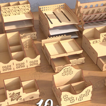 Intra απο ξύλο plywood  Χρώμα wenge 3mm-4mm πάχος - Desktop Office Organizer Σετ κοπής με λέιζερ Δίασταση 30x20 cm INTRAFABR-95780916 - Image 1