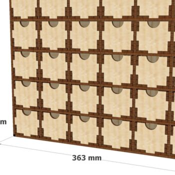 Intra απο ξύλο plywood  Χρώμα wenge 3mm-4mm πάχος - Desktop Organizer κοπής με λέιζερ Δίασταση 30x20 cm INTRAFABR-123621063 - Image 3