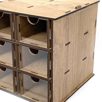 Intra απο ξύλο plywood  Χρώμα wenge 3mm-4mm πάχος - Desktop Organizer , Hobby Storage Box Δίασταση 15x15 cm INTRAFABR-123627200 - Image 3