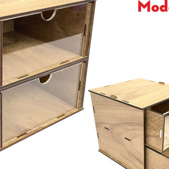 Intra απο ξύλο plywood  Χρώμα wenge 3mm-4mm πάχος - Desktop Organizer , Hobby Storage Box Δίασταση 15x15 cm INTRAFABR-123434419 - Image 1