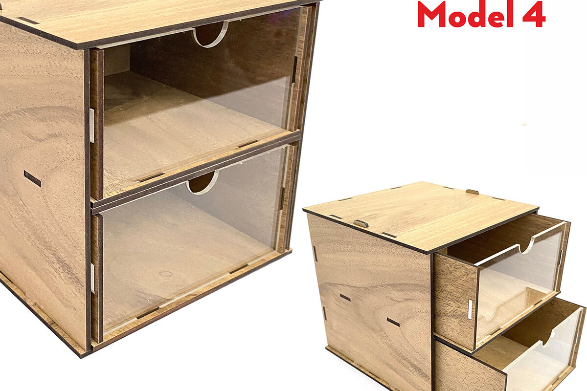 Intra απο ξύλο plywood  Χρώμα wenge 3mm-4mm πάχος - Desktop Organizer , Hobby Storage Box Δίασταση 15x15 cm INTRAFABR-123434419