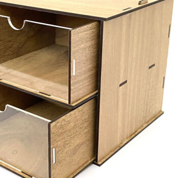 Intra απο ξύλο plywood  Χρώμα wenge 3mm-4mm πάχος - Desktop Organizer , Hobby Storage Box Δίασταση 15x15 cm INTRAFABR-123434419 - Image 2