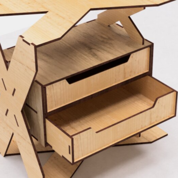 Intra απο ξύλο plywood Χρώμα wenge 3mm-4mm πάχος - Organizer επιφάνειας εργασίας με ραφιού Δίασταση 30x20 cm INTRAFABR-123434427 - Image 1