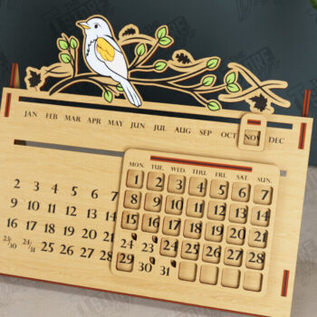 Intra απο ξύλο plywood  Χρώμα wenge 3mm-4mm πάχος - Πακέτο Διαρκούς Ημερολογίου Επιτραπέζιου υπολογιστή | CNC Δίασταση 20x20 cm INTRAFABR-123507689 - Image 5