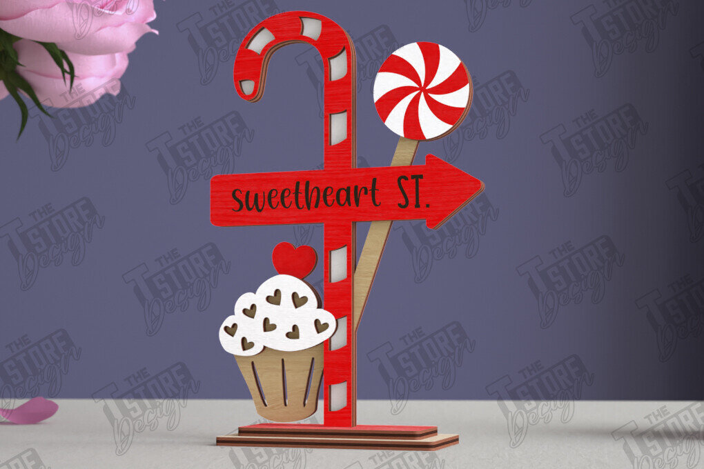 Intra απο ξύλο plywood  Χρώμα wenge 3mm-4mm πάχος - Επιτραπέζιο Πινακίδα κατεύθυνσης Αγίου Βαλεντίνου|CNC Δίασταση 20x20 cm INTRAFABR-109399349