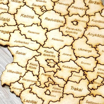 Intra απο ξύλο plywood  Χρώμα wenge 3mm-4mm πάχος - Λεπτομερής χάρτης της Λιθουανίας από Laser Δίασταση 30x20 cm INTRAFABR-56749670 - Image 2