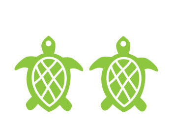 Intra απο ξύλο plywood  Χρώμα wenge 3mm-4mm πάχος - Λεπτομερής θαλάσσια χελώνα για σκουλαρίκια κομμένα με λέιζερ Δίασταση 3x3 cm INTRAFABR-110668627 - Image 1