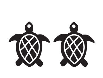 Intra απο ξύλο plywood  Χρώμα wenge 3mm-4mm πάχος - Λεπτομερής θαλάσσια χελώνα για σκουλαρίκια κομμένα με λέιζερ Δίασταση 3x3 cm INTRAFABR-110668627 - Image 2