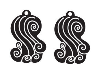 Intra απο ξύλο plywood Χρώμα wenge 3mm-4mm πάχος - Λεπτομερές Wave Tatto για σκουλαρίκια Δίασταση 3x3 cm INTRAFABR-85985520 - Image 2