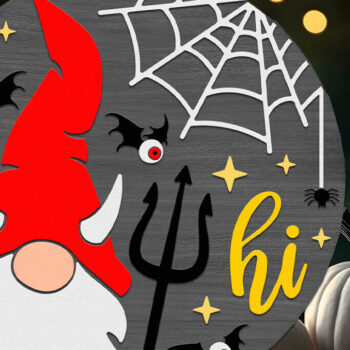 Intra απο ξύλο plywood Χρώμα wenge 3mm-4mm πάχος - Devil Gnome , Halloween Door Sign DXF Δίασταση 4x4 cm INTRAFABR-85984260 - Image 3