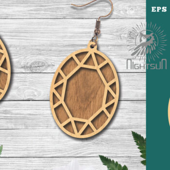 Intra απο ξύλο plywood Χρώμα wenge 3mm-4mm πάχος - Διαμαντένια σκουλαρίκια κοπής με λέιζερ 7 Δίασταση 3x3 cm INTRAFABR-110258965 - Image 1