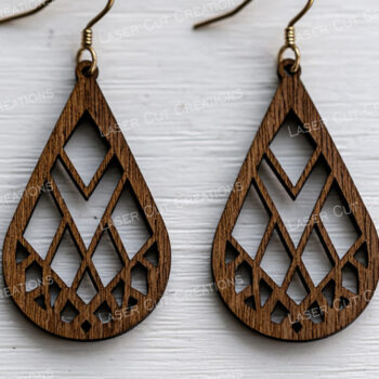 Intra απο ξύλο plywood Χρώμα wenge 3mm-4mm πάχος - Διαμαντένια δικτυωτά σκουλαρίκια δάκρυ Δίασταση 3x3 cm INTRAFABR-111651828 - Image 1