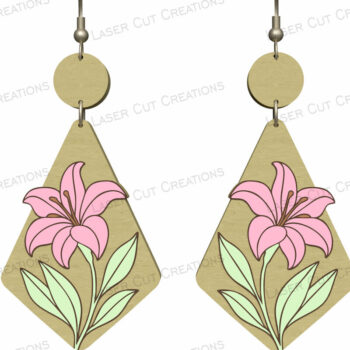 Intra απο ξύλο plywood  Χρώμα wenge 3mm-4mm πάχος - Σκουλαρίκια Diamond Lily Flower Δίασταση 3x3 cm INTRAFABR-111552569 - Image 1