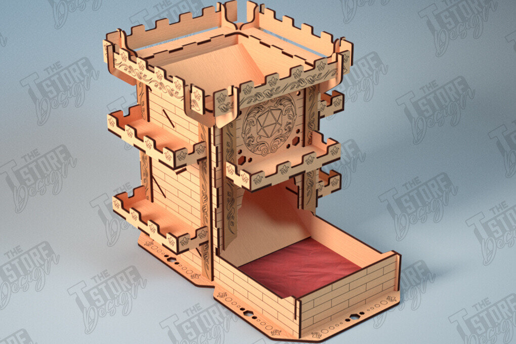 Intra απο ξύλο plywood  Χρώμα wenge 3mm-4mm πάχος - Πύργος Ζαριών | Επιτραπέζιο παιχνίδι | Παιχνίδι με ζάρια |DND Δίασταση 15x15 cm INTRAFABR-75533563