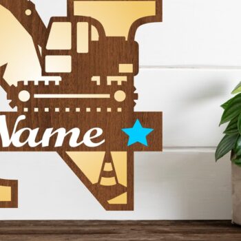 Intra απο ξύλο plywood Χρώμα wenge 3mm-4mm πάχος - Digger Capital Monogram Letter N Δίασταση 30x20 cm INTRAFABR-103413717 - Image 1