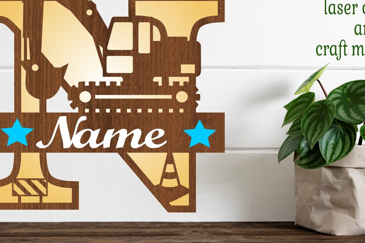 Intra απο ξύλο plywood  Χρώμα wenge 3mm-4mm πάχος - Digger Capital Monogram Letter N Δίασταση 30x20 cm INTRAFABR-103413717