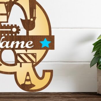 Intra απο ξύλο plywood Χρώμα wenge 3mm-4mm πάχος - Digger Capital Monogram Letter Q Δίασταση 30x20 cm INTRAFABR-122192459 - Image 1