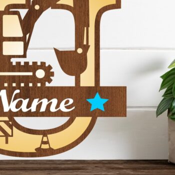 Intra απο ξύλο plywood Χρώμα wenge 3mm-4mm πάχος - Digger Capital Monogram Letter U Δίασταση 30x20 cm INTRAFABR-79049926 - Image 1