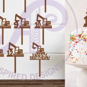 Intra απο ξύλο plywood  Χρώμα wenge 3mm-4mm πάχος - Digger Number Cake Toppers, 13 σχέδια Δίασταση 20x20 cm INTRAFABR-109736807