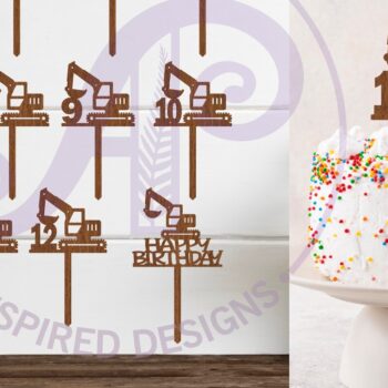 Intra απο ξύλο plywood  Χρώμα wenge 3mm-4mm πάχος - Digger Number Cake Toppers, 13 σχέδια Δίασταση 20x20 cm INTRAFABR-109736807 - Image 1
