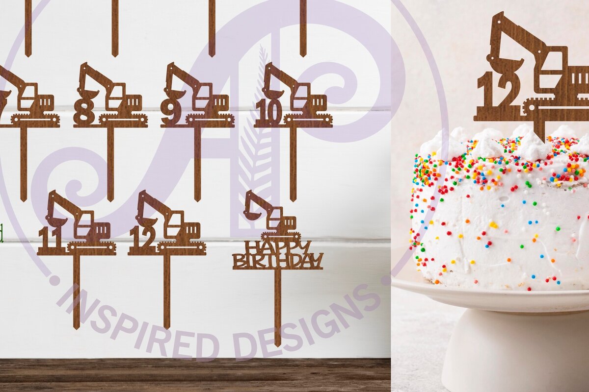 Intra απο ξύλο plywood  Χρώμα wenge 3mm-4mm πάχος - Digger Number Cake Toppers, 13 σχέδια Δίασταση 20x20 cm INTRAFABR-109736807